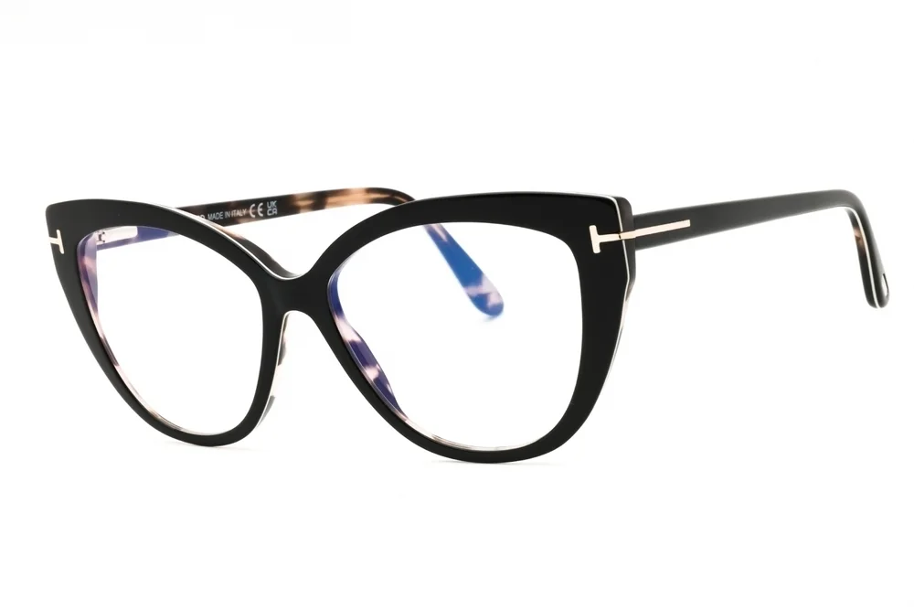 NWT Tom Ford FT5673-B-5 Black Cat-Eye 54mm Glasses